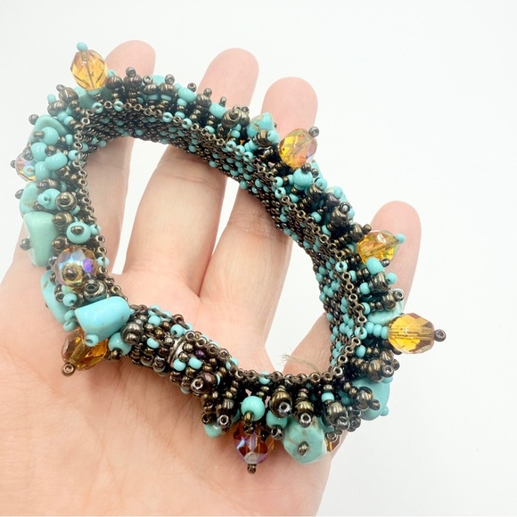 Turquoise & Bronze Funky Overload Bracelet - Picture 1 of 9
